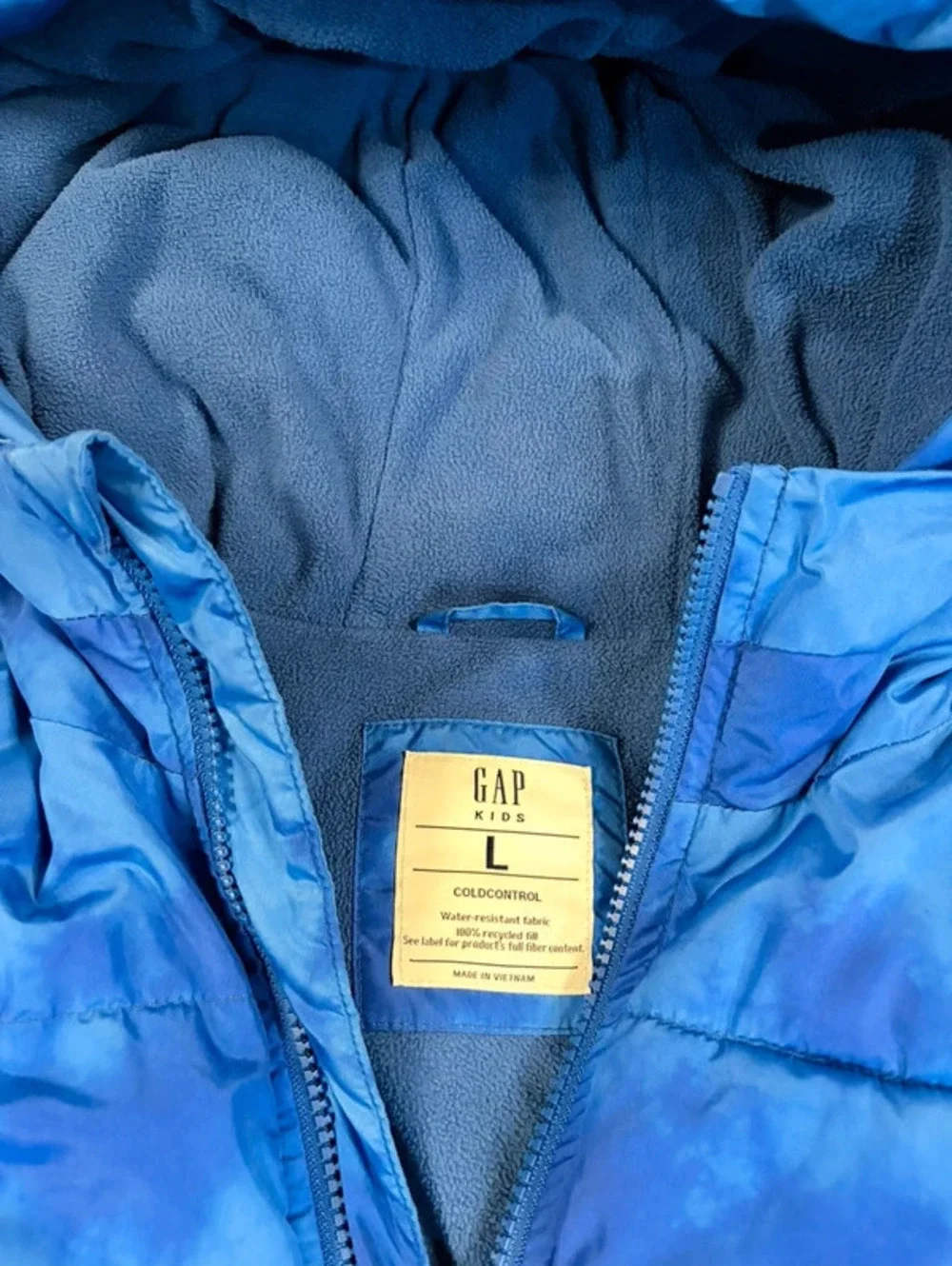 Boys Gap Kids Blue Hooded Puffer Jacket Size L